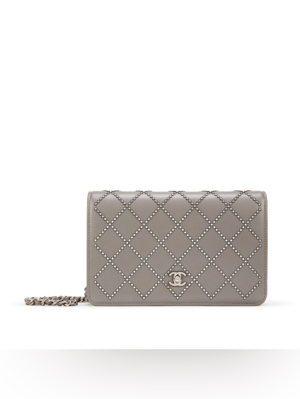 Chanel
Metallic Silver Lambskin Strass Wallet on Chain Silver Hardware, 2020